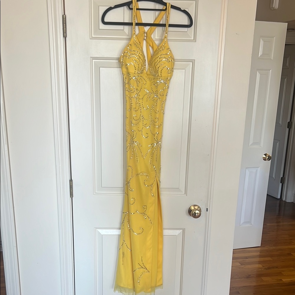 Elegant Yellow Beaded Dress